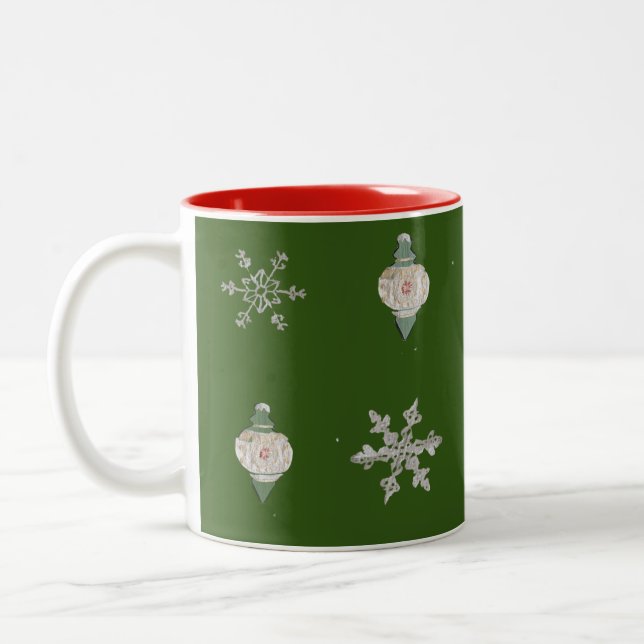 Tasse 2 Couleurs Sur le flocon de neige vert de la glace (Gauche)