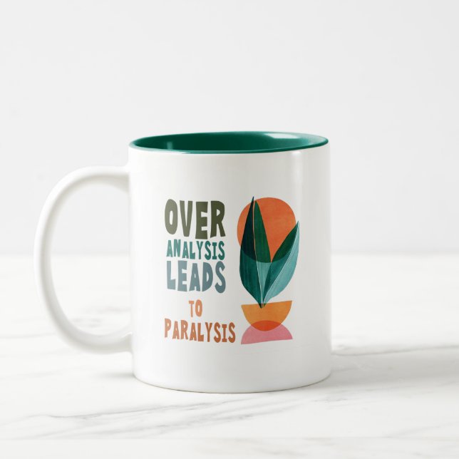 Tasse 2 Couleurs Suranalyse Mène à Paralysie Citation Motivationnel (Gauche)