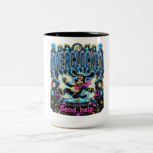 Tasse 2 Couleurs Surcharge Envoyez de l'aide Drôle de Burnout