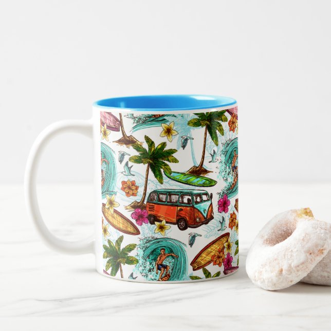 Tasse 2 Couleurs Surf cool motif (Avec donut)