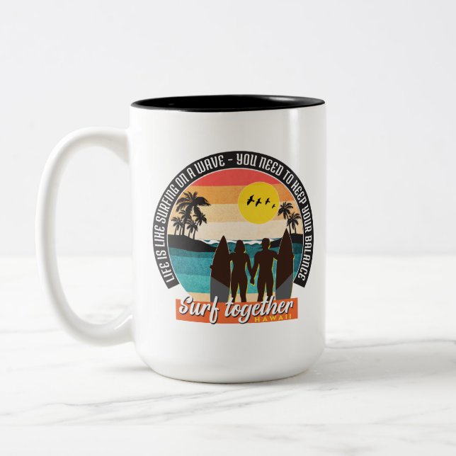 Tasse 2 Couleurs Surfer ensemble - Gardez votre équilibre (Gauche)