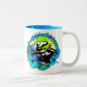 Tasse 2 Couleurs Surfeur Hawaïen Groovy Graphique Rétro des Années