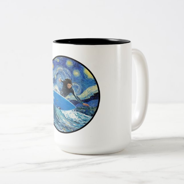 Tasse 2 Couleurs Surfeur sous les étoiles  (Devant droit)