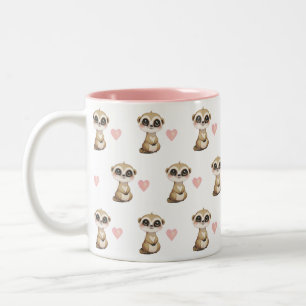 Tasse 2 Couleurs Suricate mignon et motif de cœur 