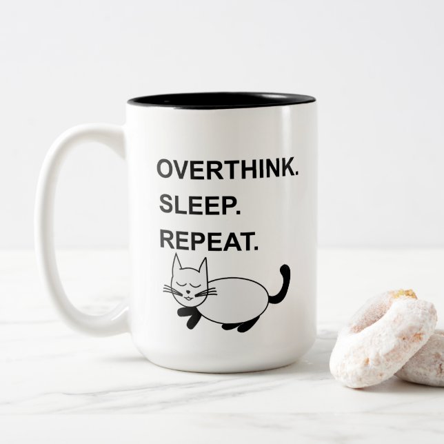Tasse 2 Couleurs Surpense Sommeil Répéter Chat Endormi  (Avec donut)
