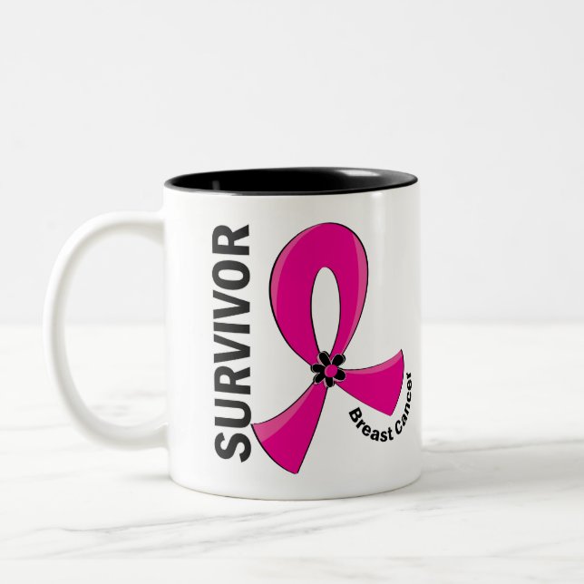 Tasse 2 Couleurs Survivant 12 de cancer du sein (Gauche)