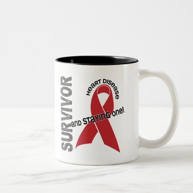 Tasse 2 Couleurs Survivant de maladie cardiaque (Droit)