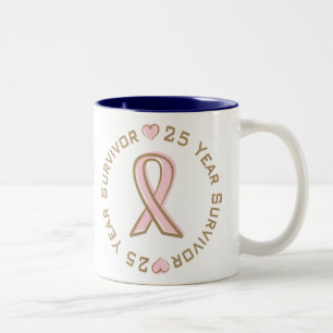 Tasse 2 Couleurs Survivant rose de cancer du sein de ruban 25 ans
