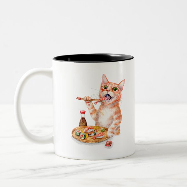 Tasse 2 Couleurs Sushi Cat (Gauche)
