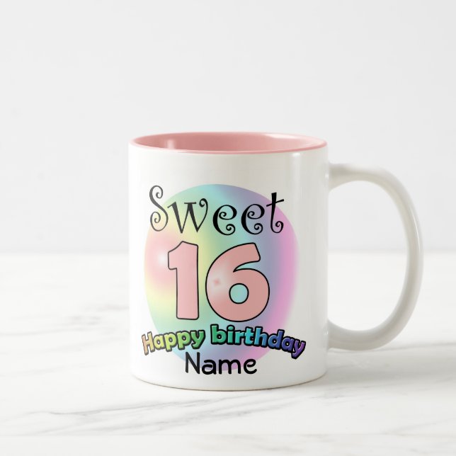 Tasse 2 Couleurs Sweet 16 (avec nom) (Droit)
