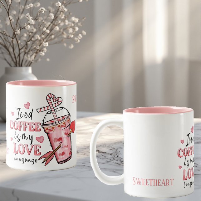 Tasse 2 Couleurs Sweetheart Iced Coffee is My Love Funky Customized (Sweetheart Iced Coffee is My Love Funky Customized Two-Tone Coffee Mug)
