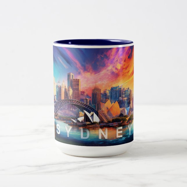 Tasse 2 Couleurs Sydney Harbour City (Centre)
