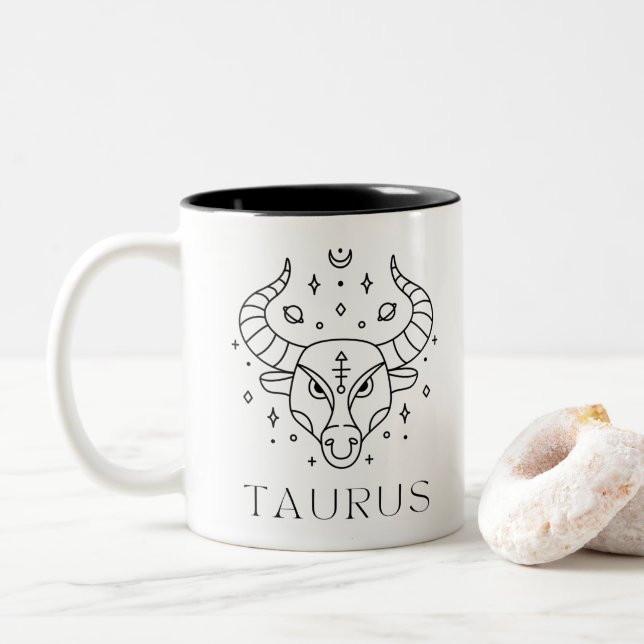 Tasse 2 Couleurs Symbole astrologique Taurus Zodiac Musique (Avec donut)