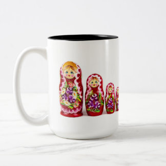 Tasse 2 Couleurs Symbole culturel en bois de Matrioshka - Russe