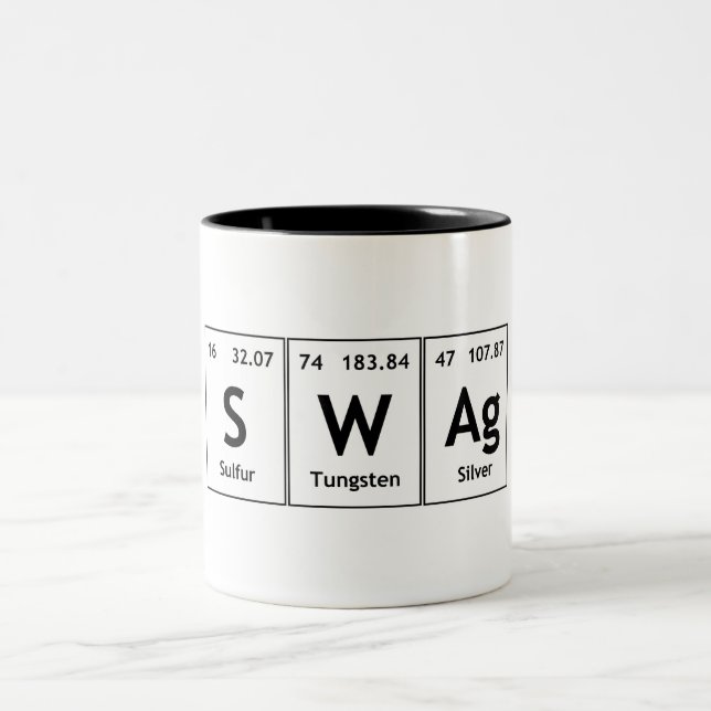 Tasse 2 Couleurs Symbole de chimie de mot d'élément de Tableau (Centre)