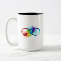 Symbole d'infini avec plume arc-en-ciel