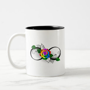 Tasse 2 Couleurs Symbole d'infini avec Rose arc-en-ciel