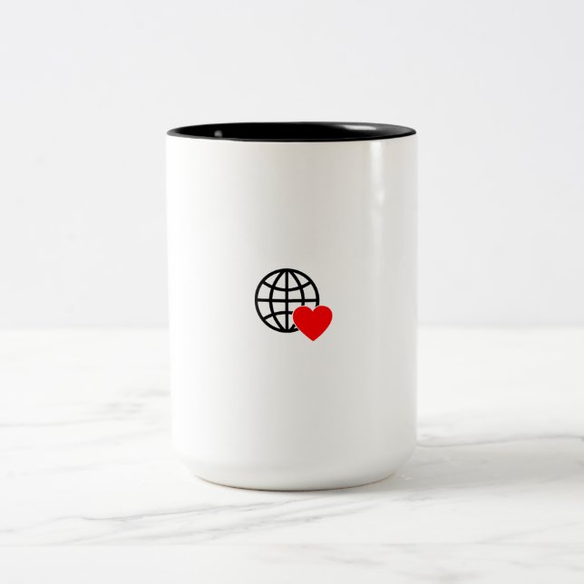 Tasse 2 Couleurs Symbole du coeur rouge créé avec des lignes lisses (Centre)