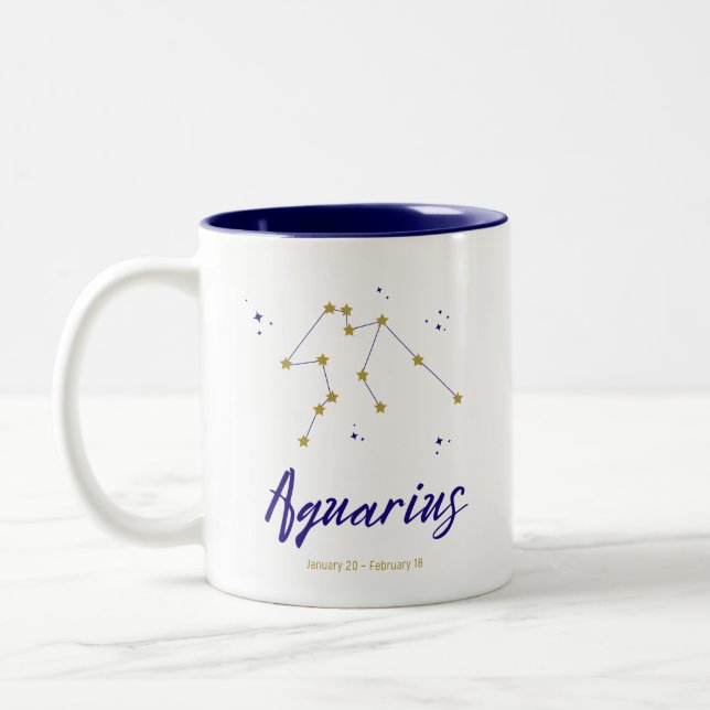 Tasse 2 Couleurs Symbole Horoscope Aquarius Zodiac Star (Gauche)
