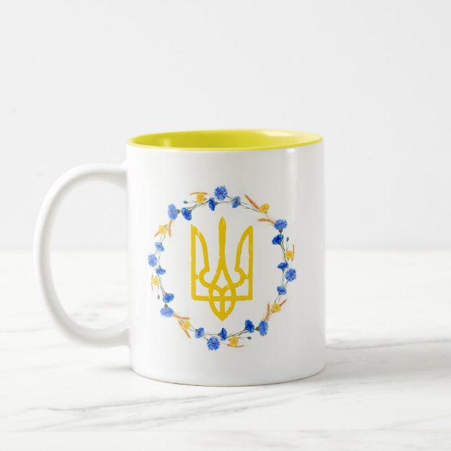Tasse 2 Couleurs Symbole national ukrainien Trident Tryzub (Gauche)