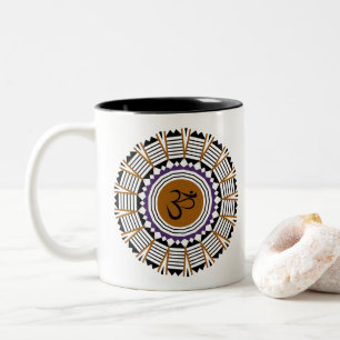 Tasse 2 Couleurs Symbole Om de Yoga de Mandala spirituel Conception
