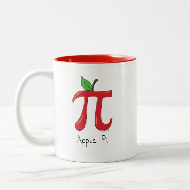 Tasse 2 Couleurs Symbole Pi Math Enseignant Apple Cuisine Funny (Gauche)