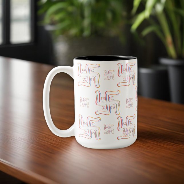 Tasse 2 Couleurs Symbole sacré hindou Swastika (Créateur téléchargé)