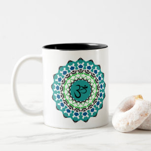 Tasse 2 Couleurs Symbole spirituel Mandala Yoga Om Symbole Turquois