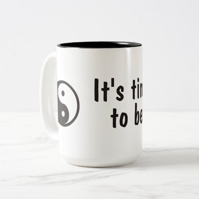 Tasse 2 Couleurs Symbole Yin Yang - tatouage solide (Devant gauche)