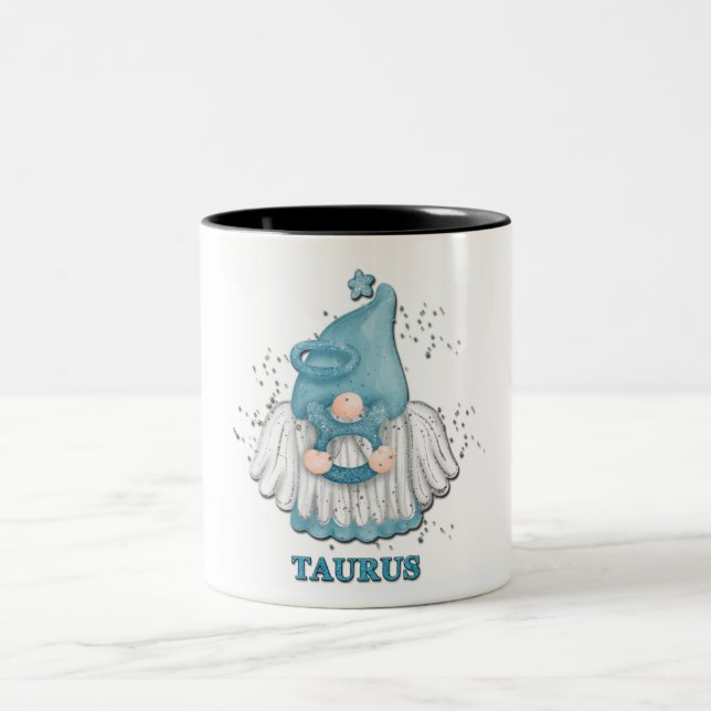 Tasse 2 Couleurs SYMBOLE Zodiaque Cute Taurus Gnome (Centre)