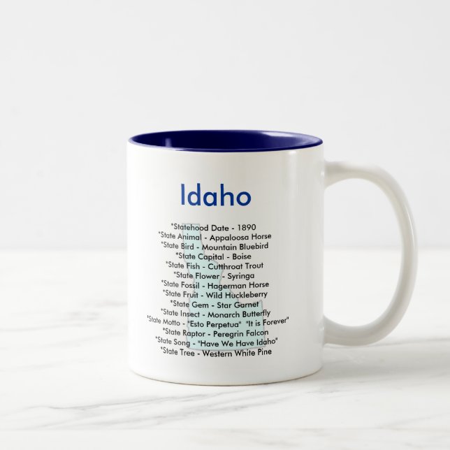 Tasse 2 Couleurs Symboles et carte de l'Idaho (Droit)