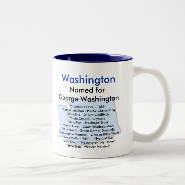 Tasse 2 Couleurs Symboles et carte de Washington (Droit)