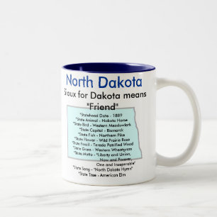 Tasse 2 Couleurs Symboles et carte du Dakota du Nord