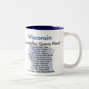 Tasse 2 Couleurs Symboles et carte du Wisconsin