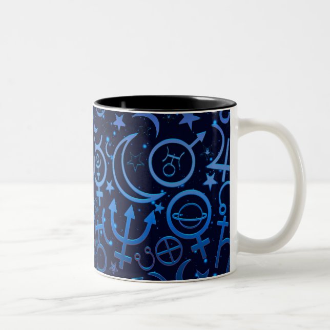 Tasse 2 Couleurs Symboles planétaires Bleus Planètes Universelles M (Droit)