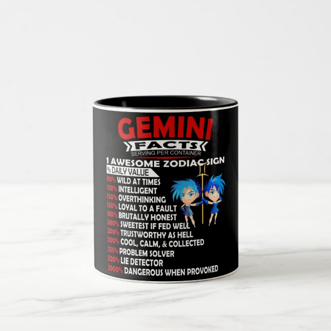 Tasse 2 Couleurs Sympathique Gemini Zodiac Signal Nutrition Facts D (Centre)