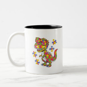Tasse 2 Couleurs T Rex Autisme Puzzles Enfants Papa Maman Trop Mign