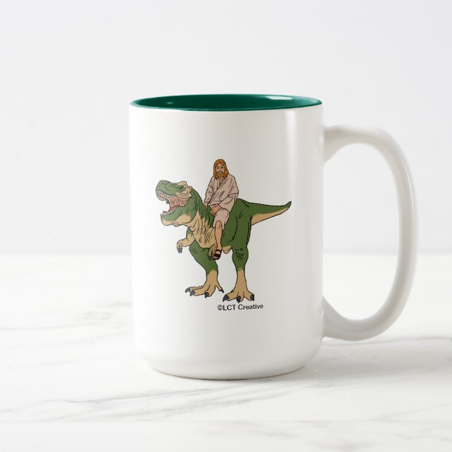 Tasse 2 Couleurs T-Rex de Jésus (Droit)