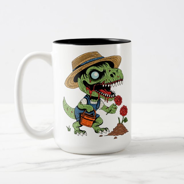 Tasse 2 Couleurs T-Rex Gardener Zombie (Gauche)