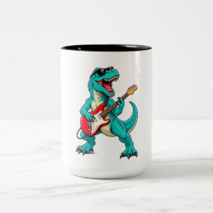 Tasse 2 Couleurs T-Rex Rockeur Dinosaure avec Lunettes de Soleil et