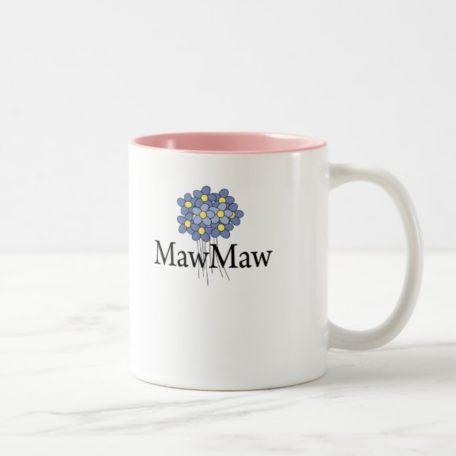 Tasse 2 Couleurs T-shirt assez bleu de MawMaw de fleur (Droit)