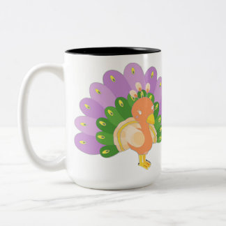 Tasse 2 Couleurs T-shirt au paon mignon