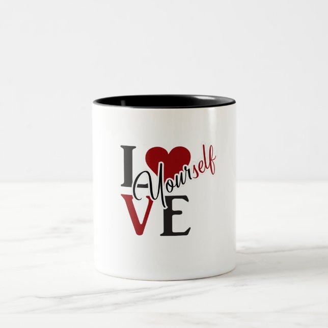 Tasse 2 Couleurs T-shirt Carré d'amour (Centre)