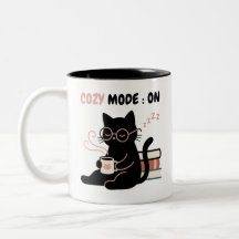T-shirt Cozy Mode On Joli Chat Noir Café Livres