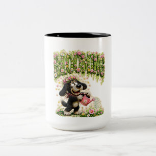 Tasse 2 Couleurs T-shirt de chien floral drôle en fleurs