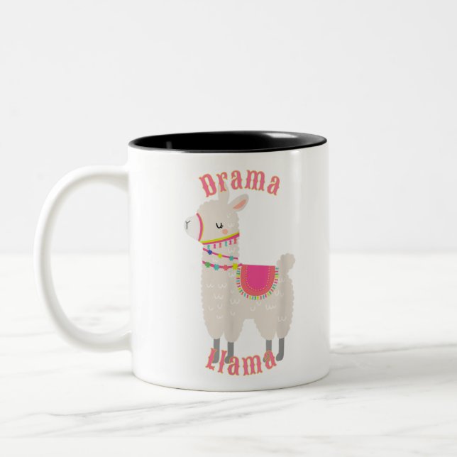 Tasse 2 Couleurs T-shirt Llama dramatique pour adultes et enfants (Gauche)