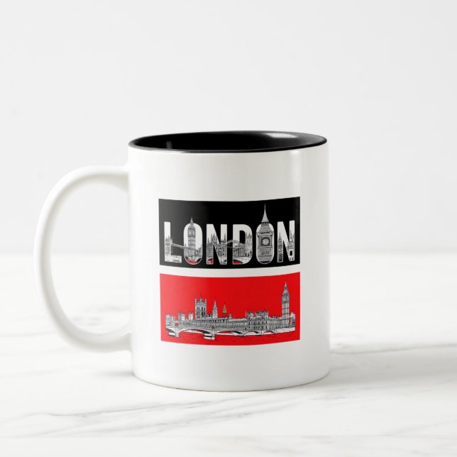 TASSE 2 COULEURS T-SHIRT LONDRES NOUVEAU DESIGNER DE MODE TEE (Gauche)