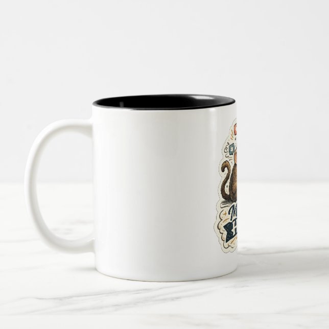Tasse 2 Couleurs T-shirt Singe Humain Moderne | Évolution de Singe  (Gauche)