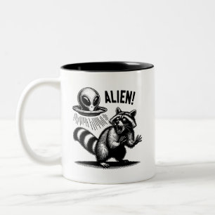 Tasse 2 Couleurs T-shirt unisexe Alien Encounter, Raton laveur effr