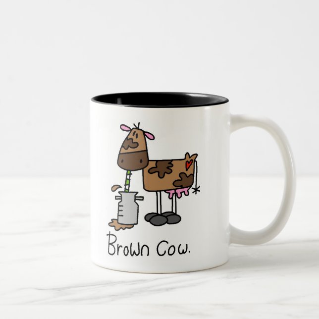 Tasse 2 Couleurs T-shirts Brown et cadeaux de vache (Droit)